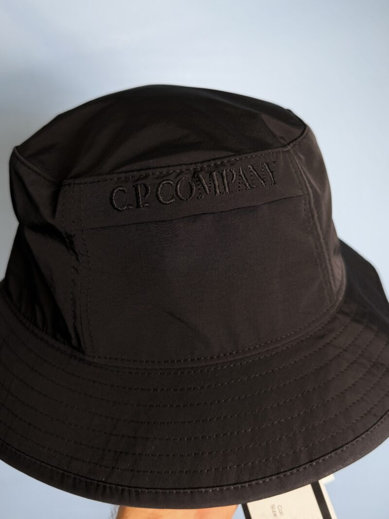 BNWT Large C.P. Company Black Chrome R Nylon Spellout Bucket Hat - Image 3