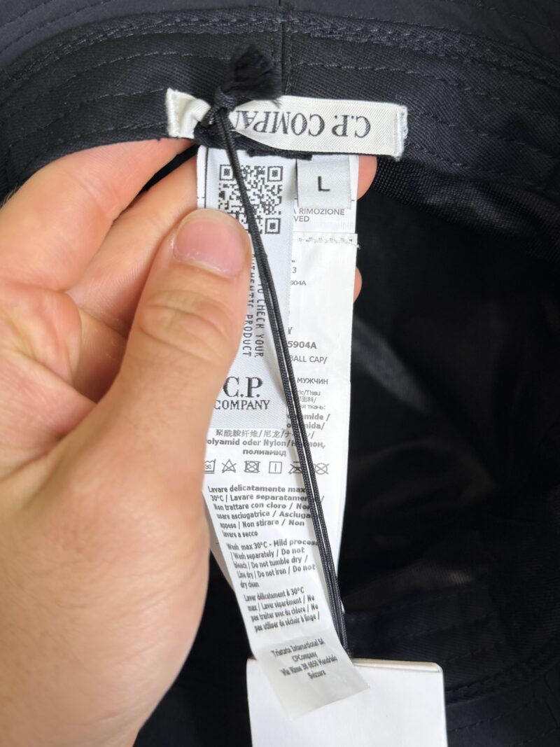 BNWT Large C.P. Company Black Chrome R Nylon Spellout Bucket Hat - Image 6