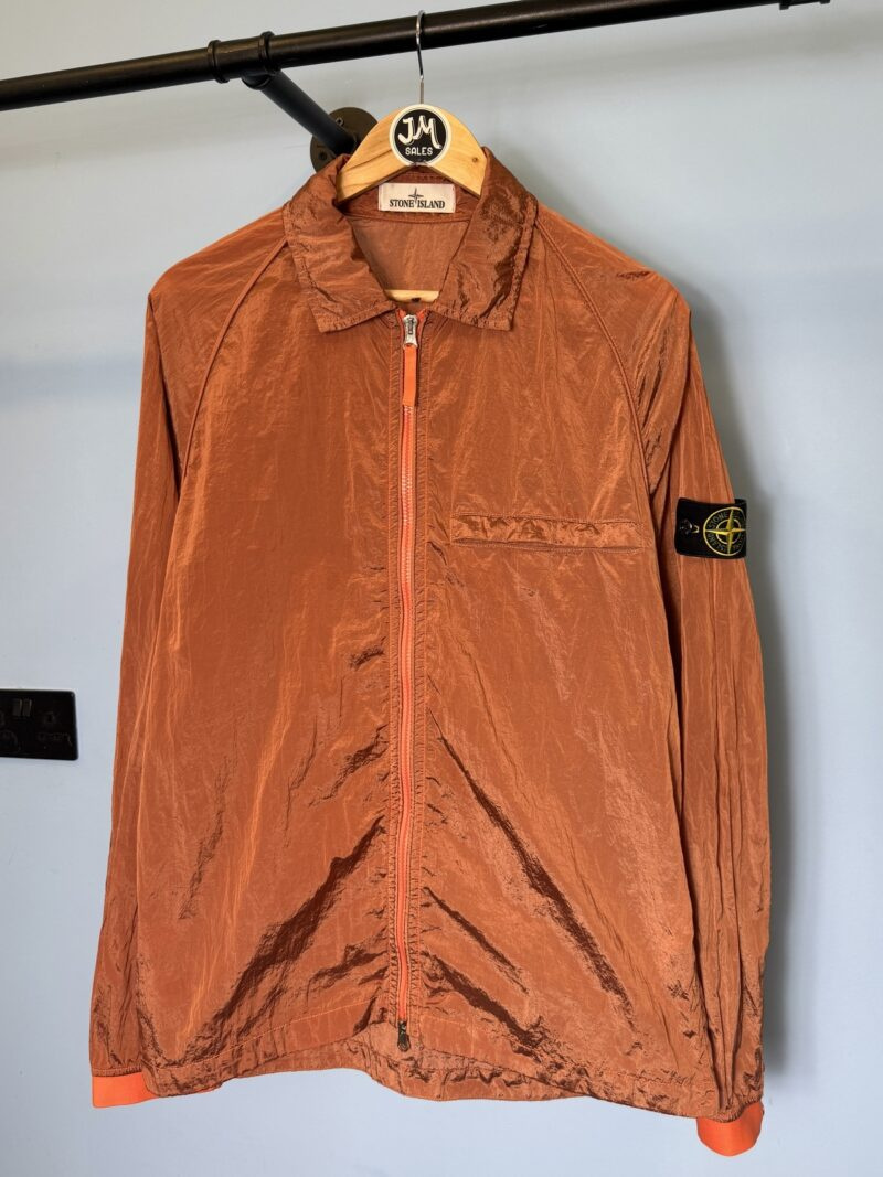 Medium Stone Island Orange Nylon Metal Lightweight Overshirt Jacket
