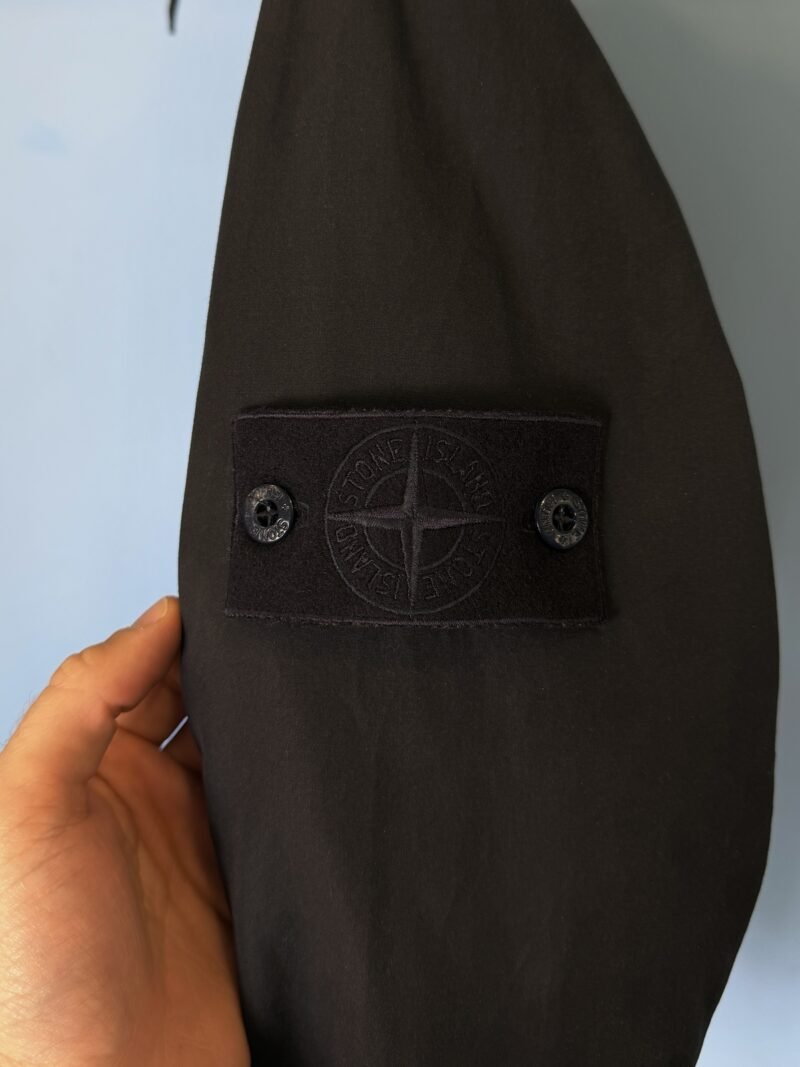 Large Stone Island Ghost Navy Blue Weather Proof Cotton Waxed Jacket - Image 4