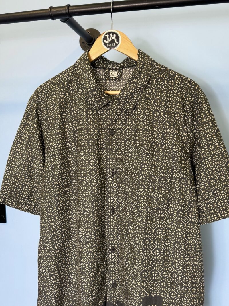 Alternative view of XL C.P. Company Navy Blue Cream White Inca Print Baja Short Sleeve Shirt