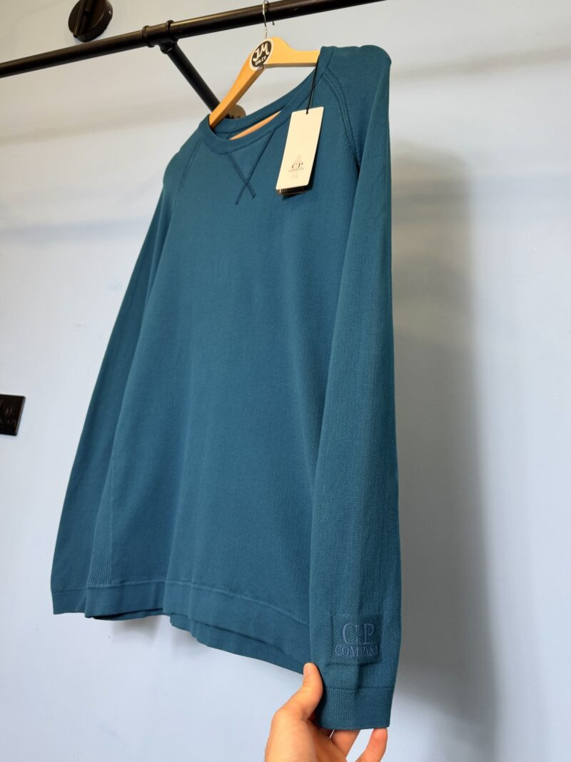 Alternative view of BNWT Large C.P. Company Teal Blue Embroidered Logo Knit Sweatshirt Jumper