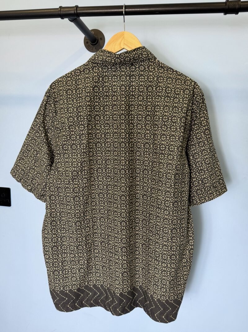 XL C.P. Company Navy Blue Cream White Inca Print Baja Short Sleeve Shirt - Image 4