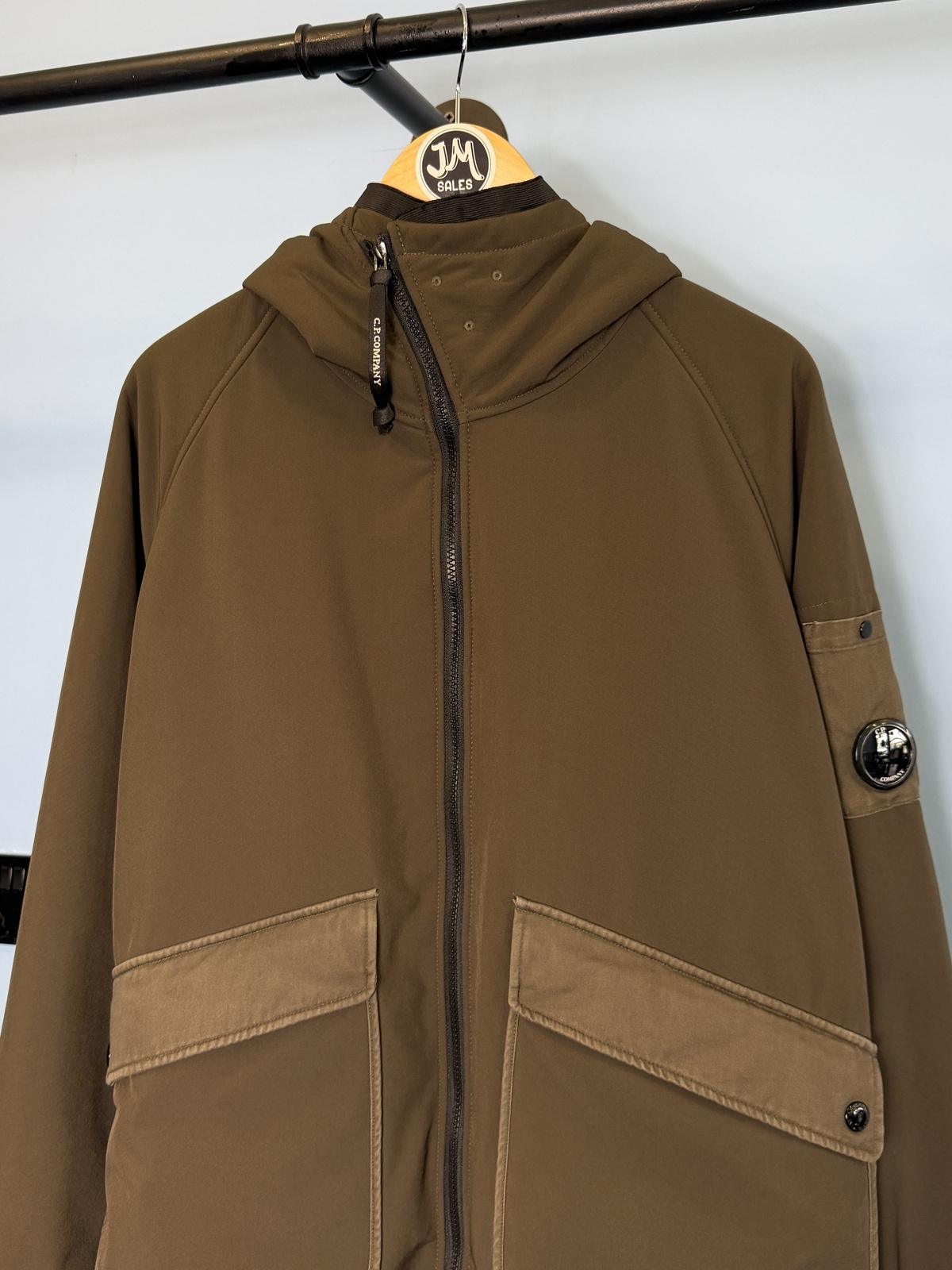 Large C.P. Company Khaki Green Shaggy Fleece Lined Soft Shell Jacket - Image 3