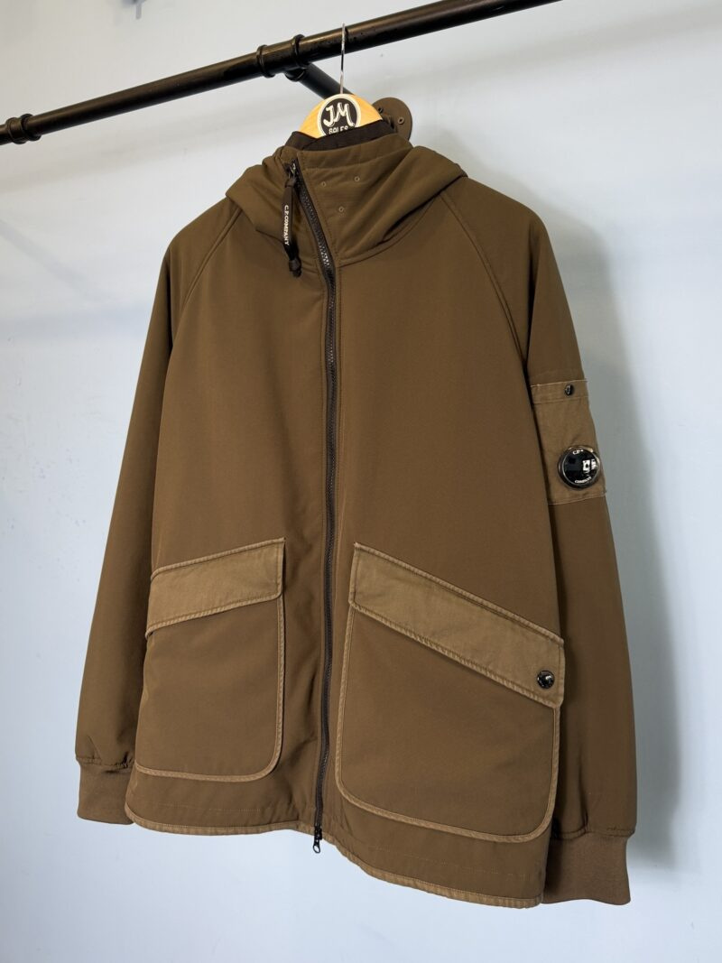 Large C.P. Company Khaki Green Shaggy Fleece Lined Soft Shell Jacket - Image 5
