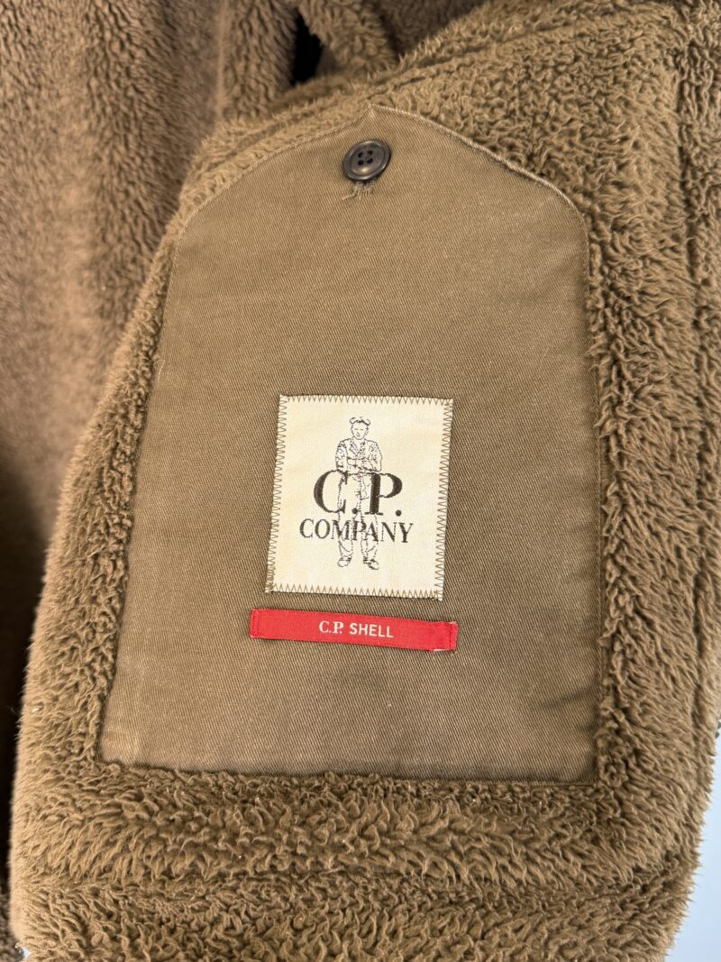 Large C.P. Company Khaki Green Shaggy Fleece Lined Soft Shell Jacket - Image 7