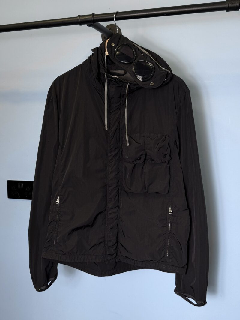 Large C.P. Company Black Chrome Lightweight Goggle Jacket
