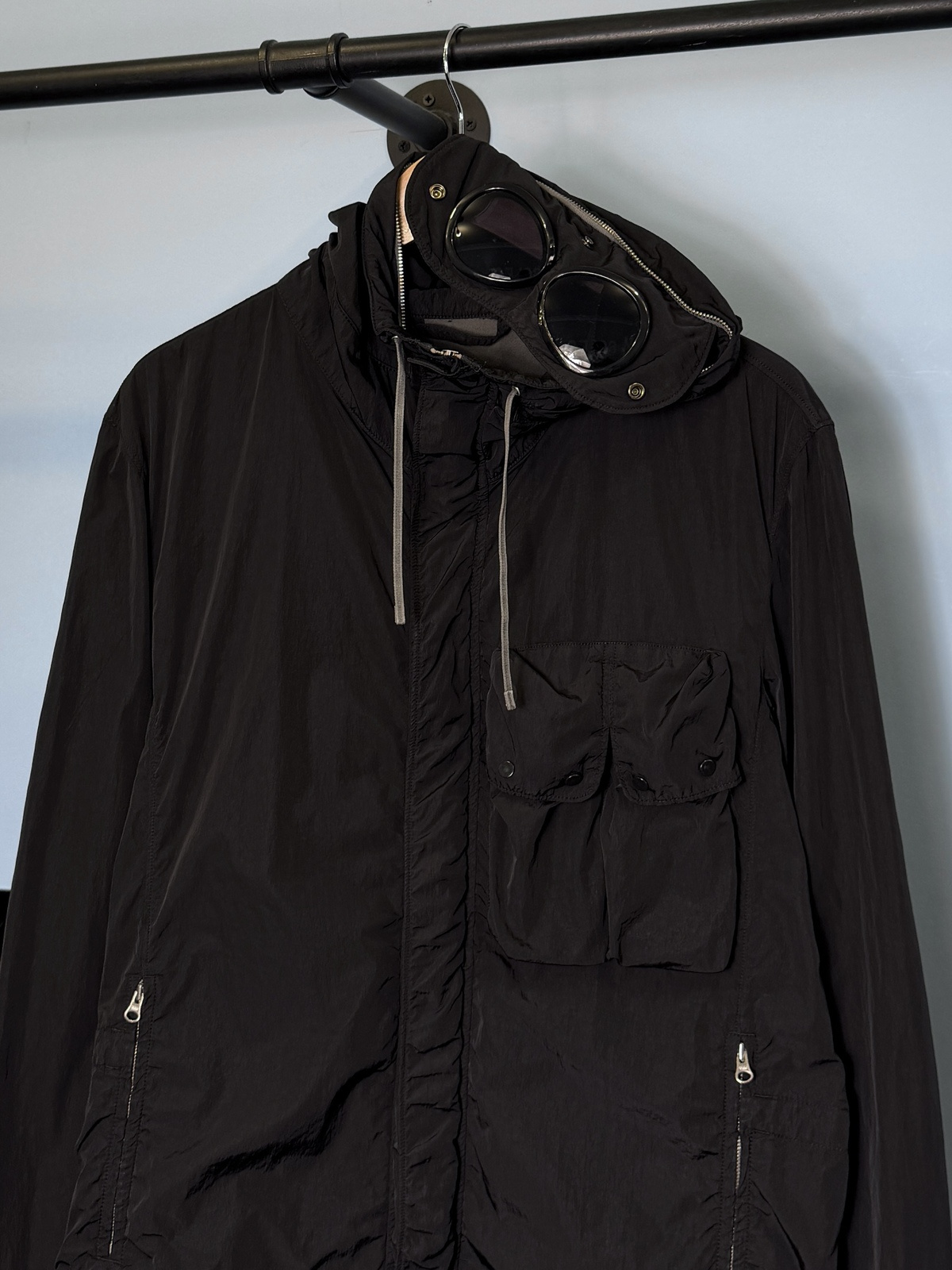 Large C.P. Company Black Chrome Lightweight Goggle Jacket - Image 2