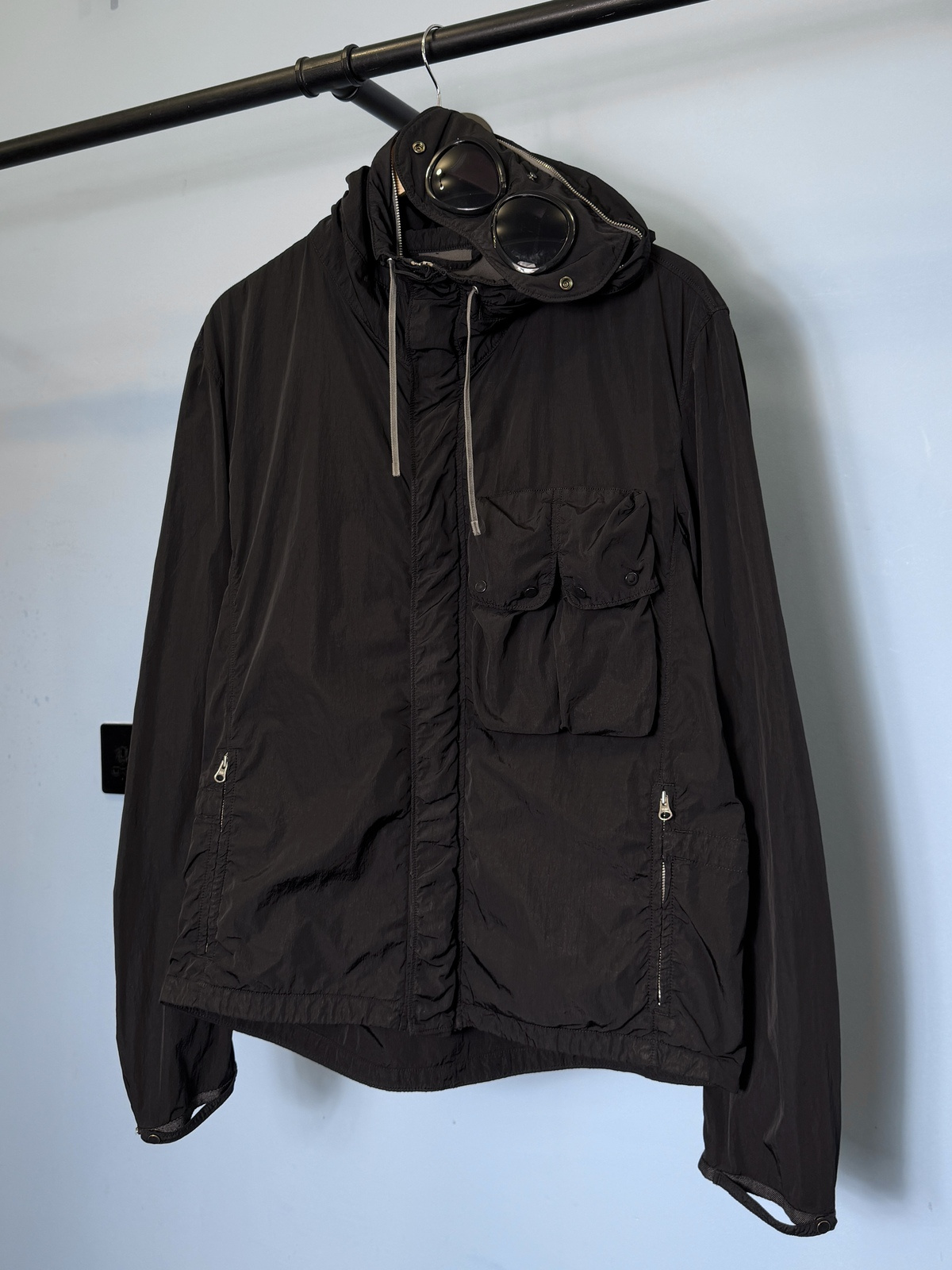 Large C.P. Company Black Chrome Lightweight Goggle Jacket - Image 3