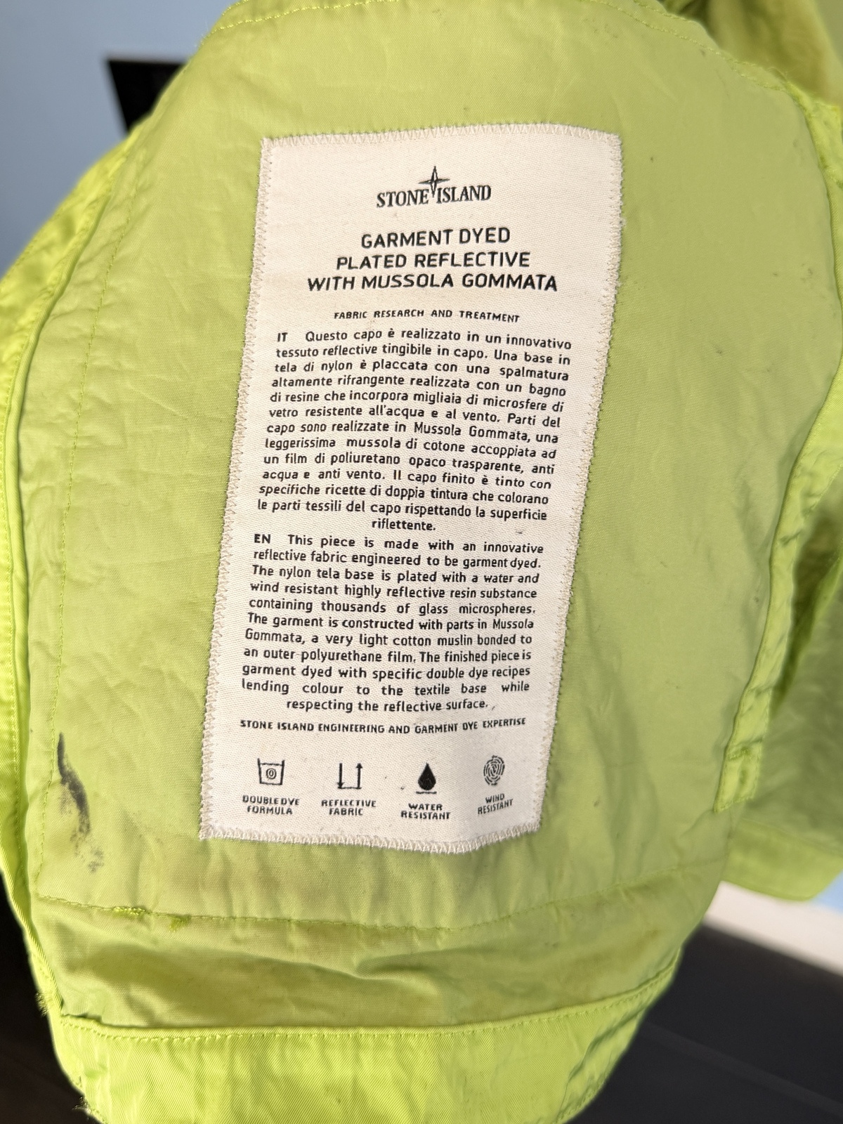 Medium Stone Island Silver Green Plated Reflective Jacket Mussola Gommata Jacket - Image 7