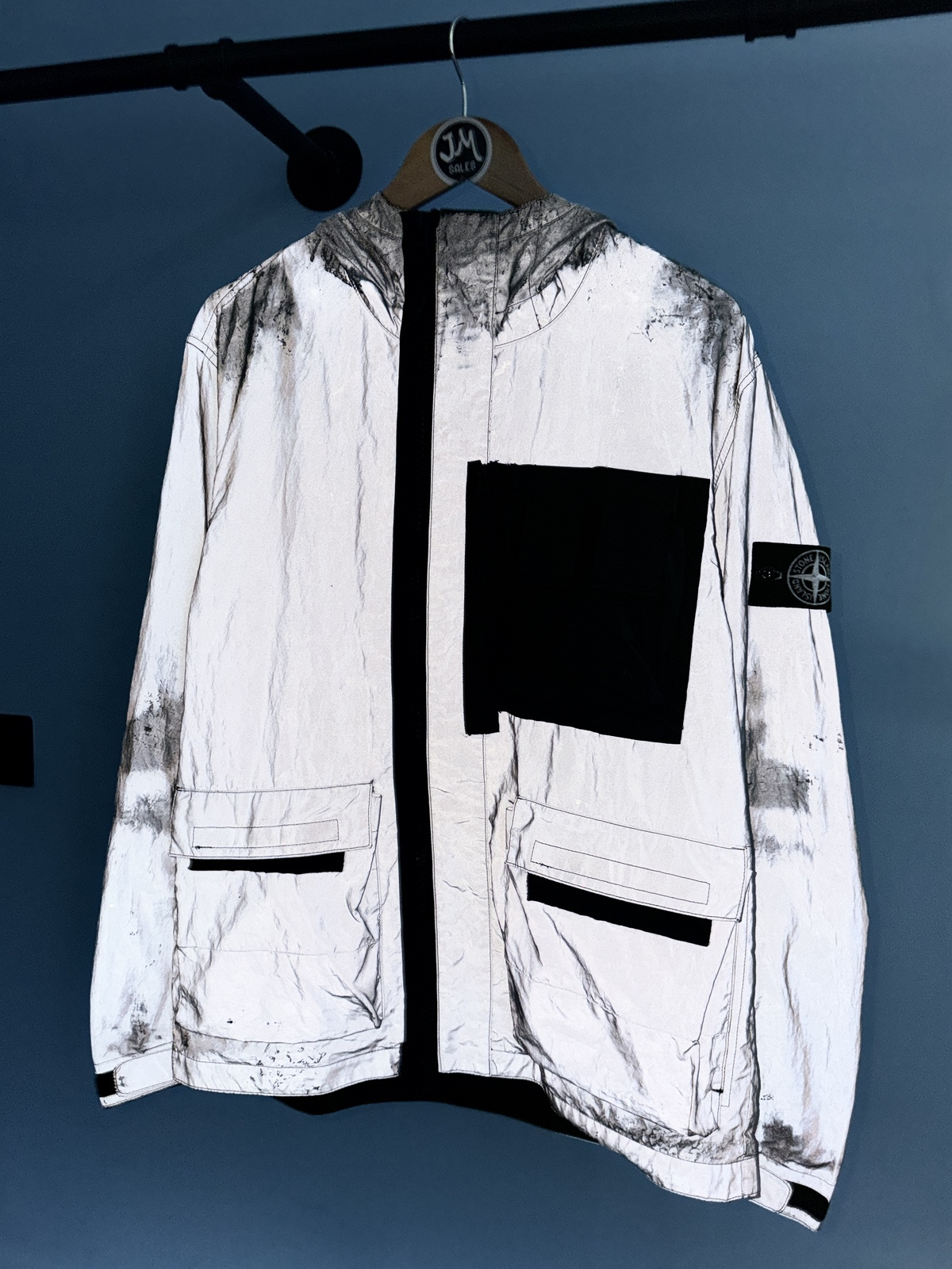 Medium Stone Island Silver Black Plated Reflective with Mussola Gommata Jacket