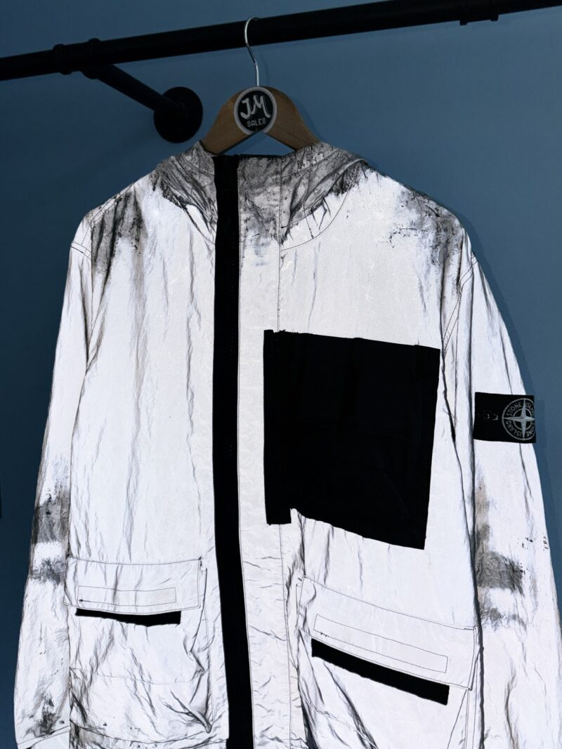 Alternative view of Medium Stone Island Silver Black Plated Reflective with Mussola Gommata Jacket