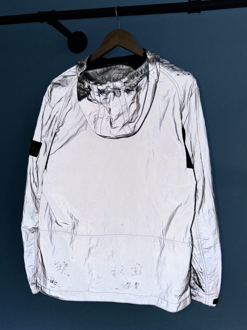 Medium Stone Island Silver Black Plated Reflective with Mussola Gommata Jacket - Image 5