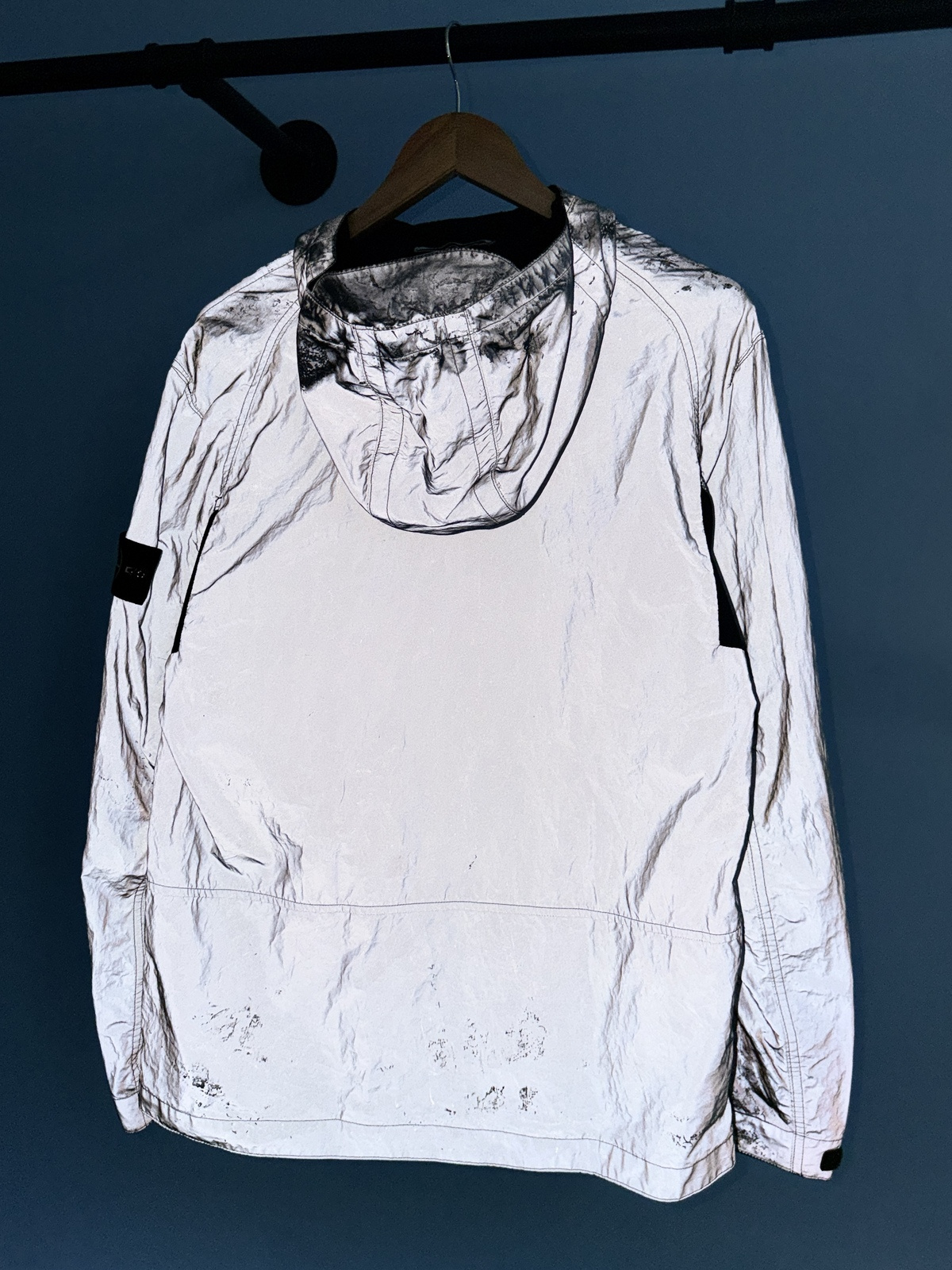 Medium Stone Island Silver Black Plated Reflective with Mussola Gommata Jacket - Image 5
