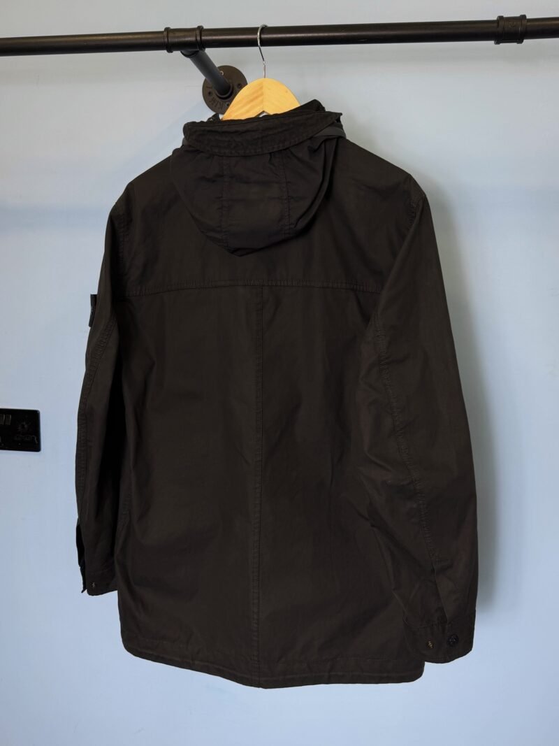 Large Stone Island Ghost Navy Blue Weather Proof Cotton Waxed Jacket - Image 5