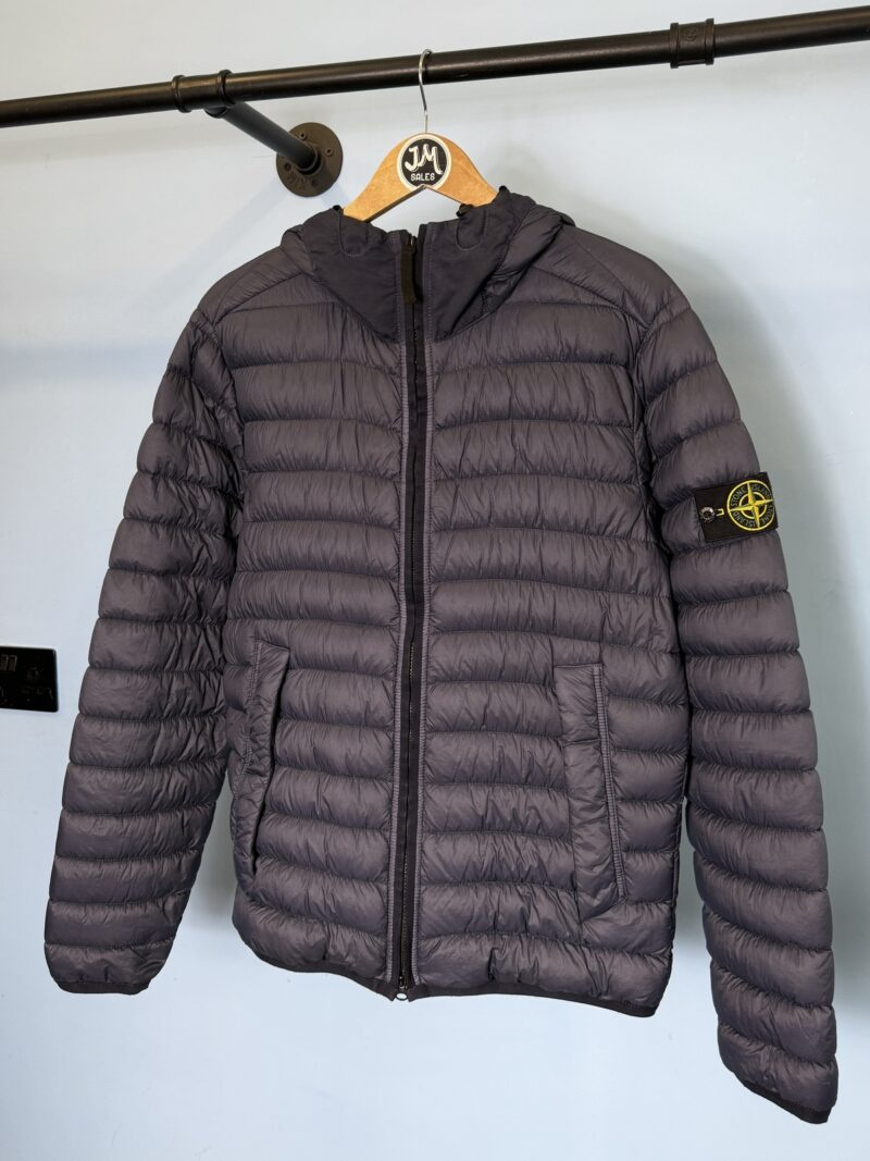 Medium Stone Island Blue Garment Dyed Micro Yarn Down Coat Jacket