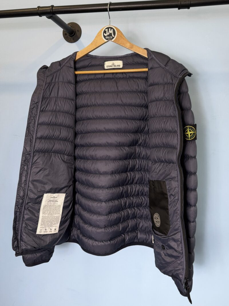 Medium Stone Island Blue Garment Dyed Micro Yarn Down Coat Jacket - Image 3
