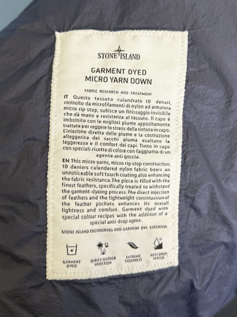 Medium Stone Island Blue Garment Dyed Micro Yarn Down Coat Jacket - Image 5