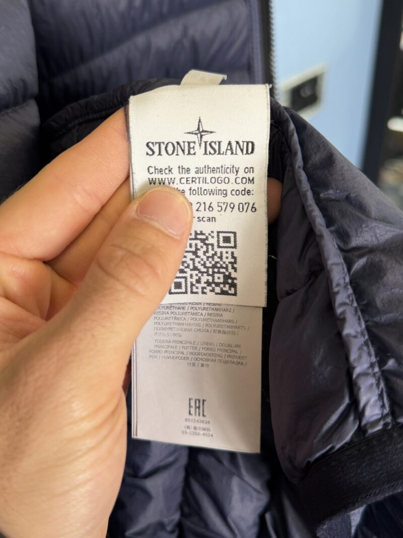 Medium Stone Island Blue Garment Dyed Micro Yarn Down Coat Jacket - Image 6