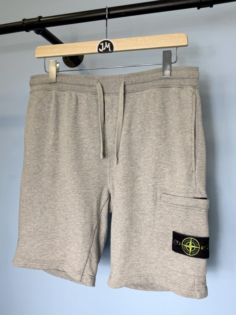Large Stone Island Grey Cargo Jogger Shorts 34W