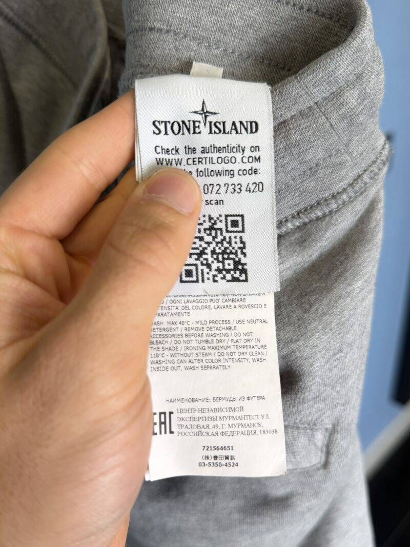 Large Stone Island Grey Cargo Jogger Shorts 34W - Image 4