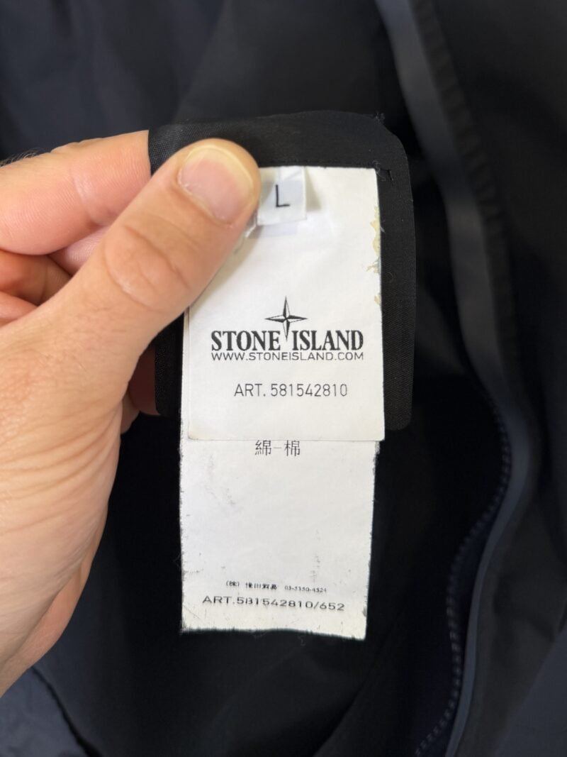 Large Stone Island Ghost Navy Blue Weather Proof Cotton Waxed Jacket - Image 7