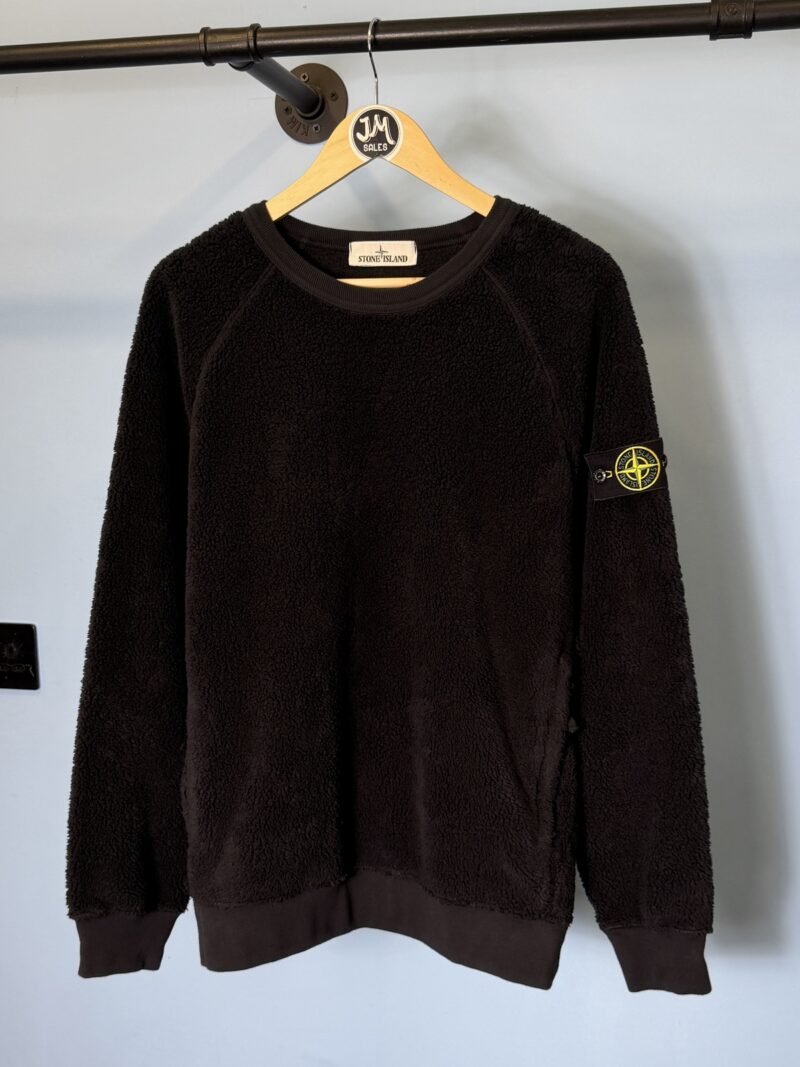 Alternative view of Medium Stone Island Black Teddy Fleece Cotton Pile Sweatshirt Jumper