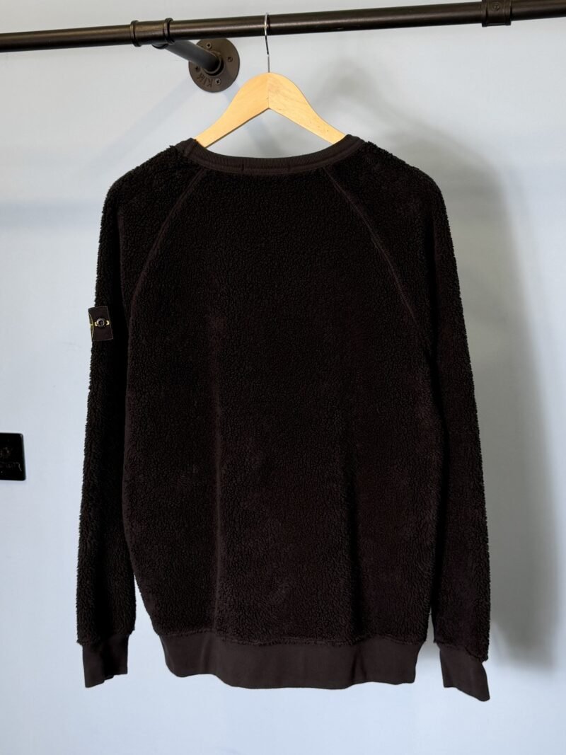 Medium Stone Island Black Teddy Fleece Cotton Pile Sweatshirt Jumper - Image 4