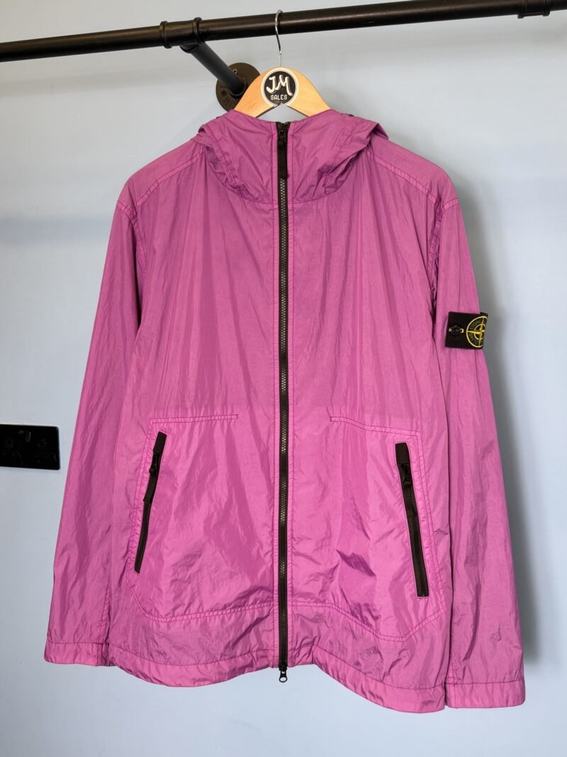 Large Stone Island Pinky Purple Garment Dyed Crinkle Reps NY Lightweight Jacket