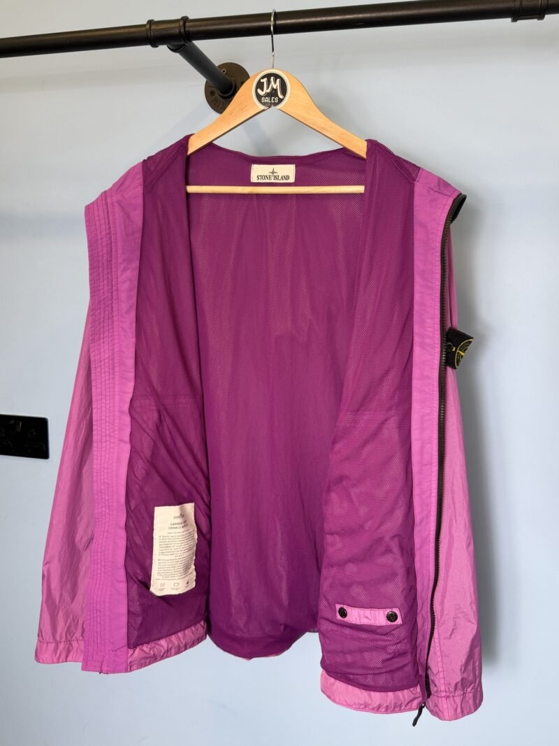 Large Stone Island Pinky Purple Garment Dyed Crinkle Reps NY Lightweight Jacket - Image 3