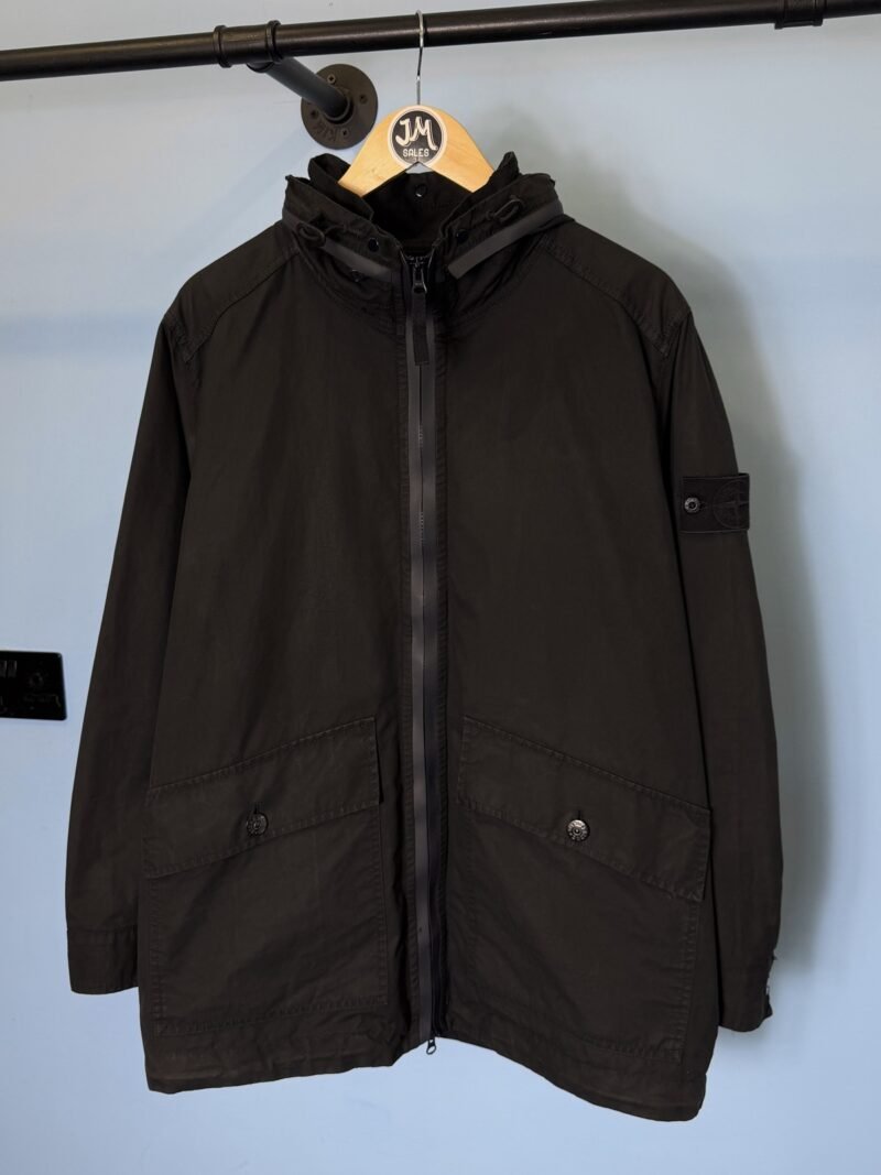 Large Stone Island Ghost Navy Blue Weather Proof Cotton Waxed Jacket