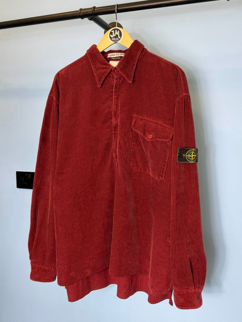 RARE XXL Stone Island 1995 Red Corduroy Quarter Zip