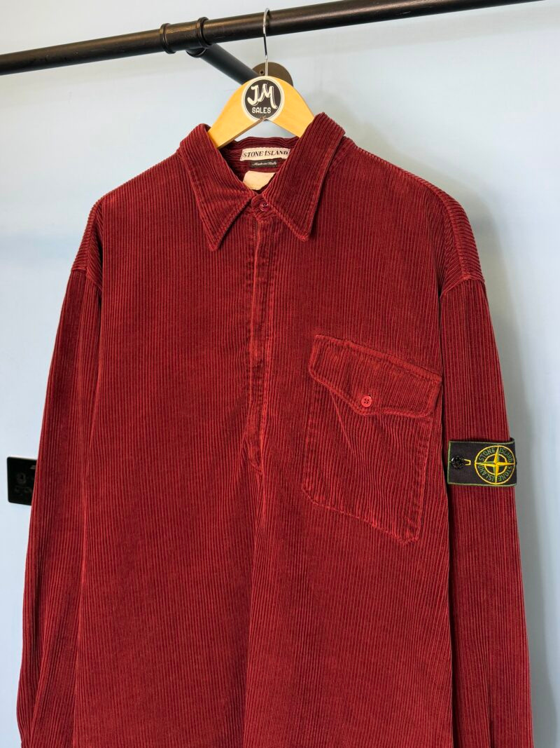 Alternative view of RARE XXL Stone Island 1995 Red Corduroy Quarter Zip
