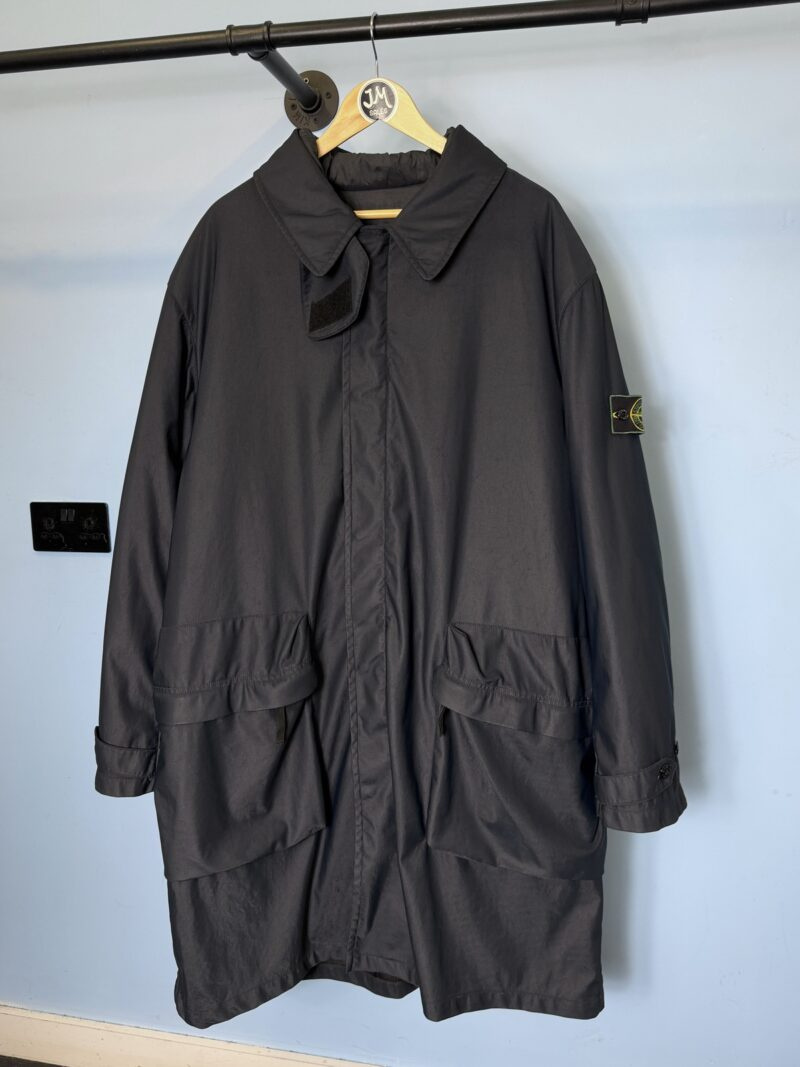 XXL Stone Island Navy Blue 1997 Nylam Trench Green Edge Jacket with Padded Liner