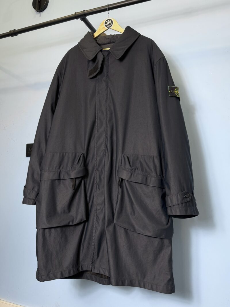XXL Stone Island Navy Blue 1997 Nylam Trench Green Edge Jacket with Padded Liner - Image 3