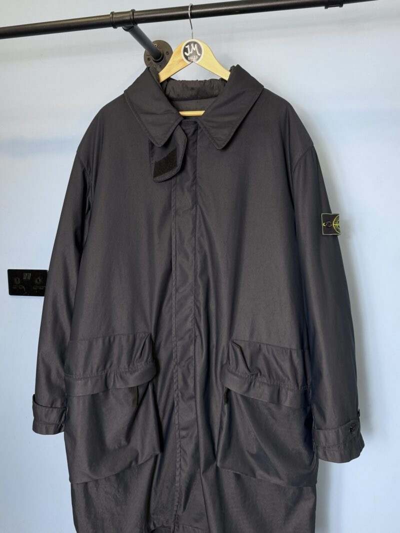 XXL Stone Island Navy Blue 1997 Nylam Trench Green Edge Jacket with Padded Liner - Image 4