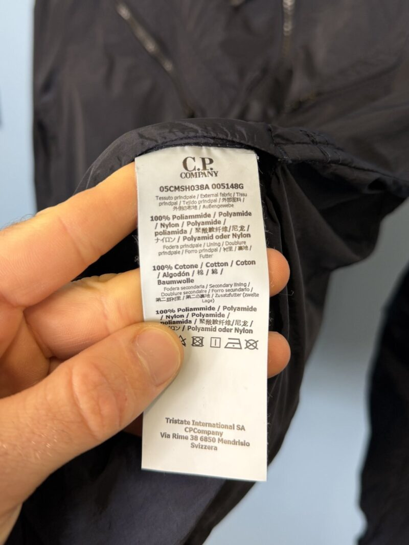 Large C.P. Company Navy Blue Chrome Garment Dyed Nylon Lens Overshirt Jacket - Image 5