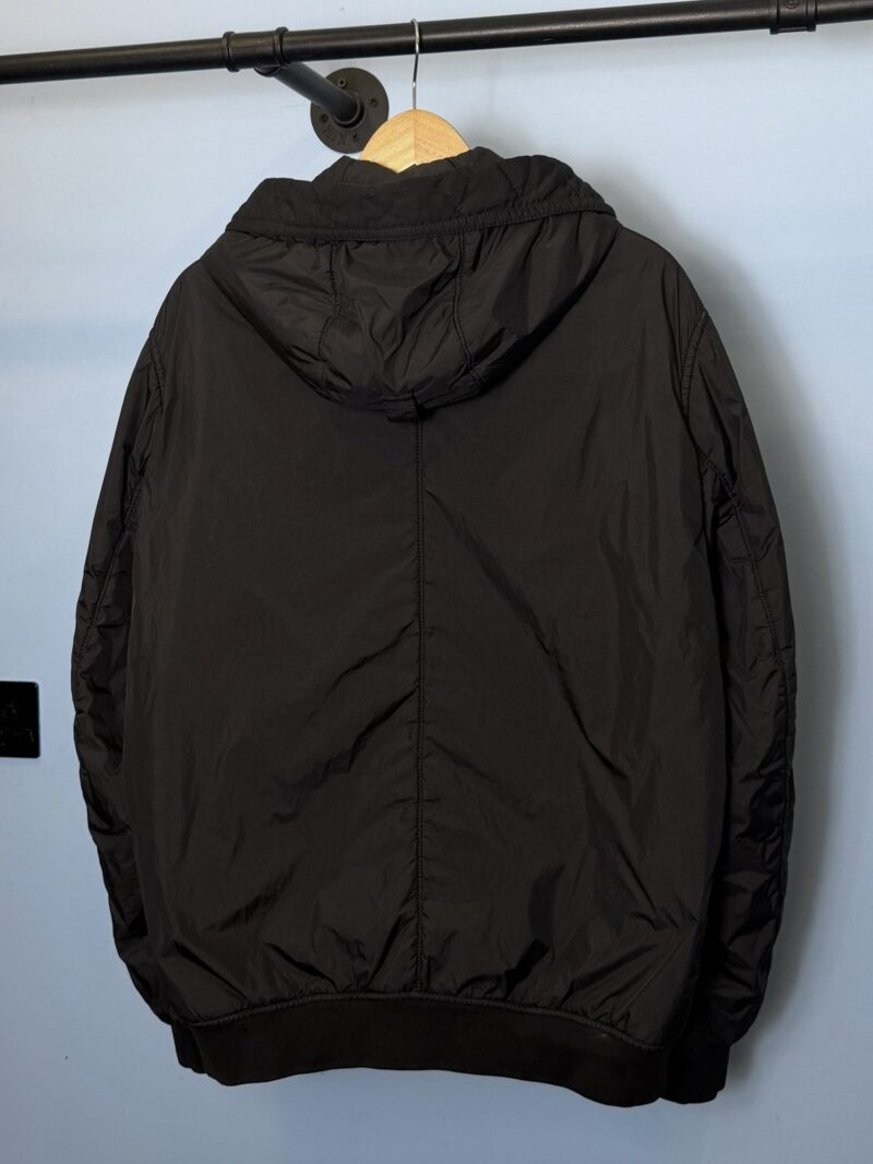 XL Stone Island Black Garment Dyed Crinkle Reps NY Hooded Padded Jacket - Image 4