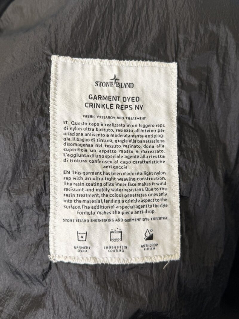 XL Stone Island Black Garment Dyed Crinkle Reps NY Hooded Padded Jacket - Image 5