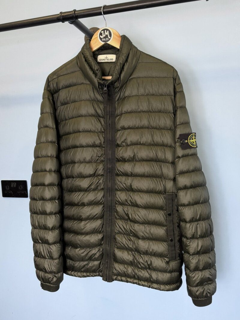 XXL Stone Island Green Garment Dyed Down 26 GR X SQM N Puffer Jacket