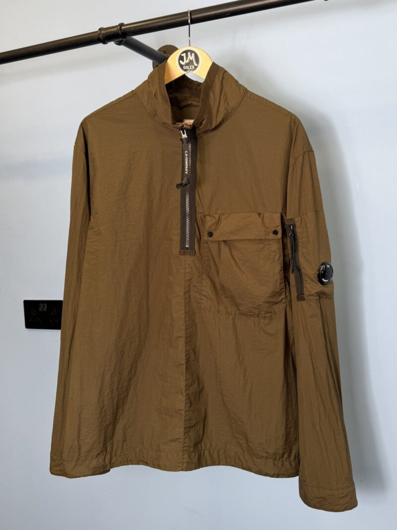 Large C.P. Company Khaki Green Taylon P Quarter Zip Overshirt Jacket