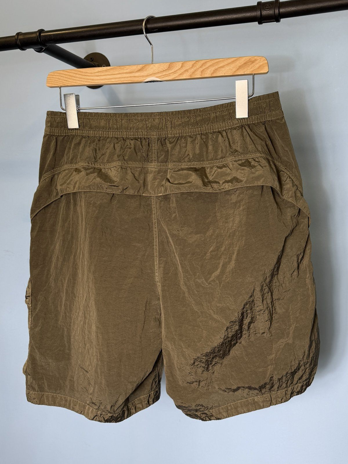 36W Stone Island Khaki Comfort Fit Nylon Metal Cargo Shorts - Image 3