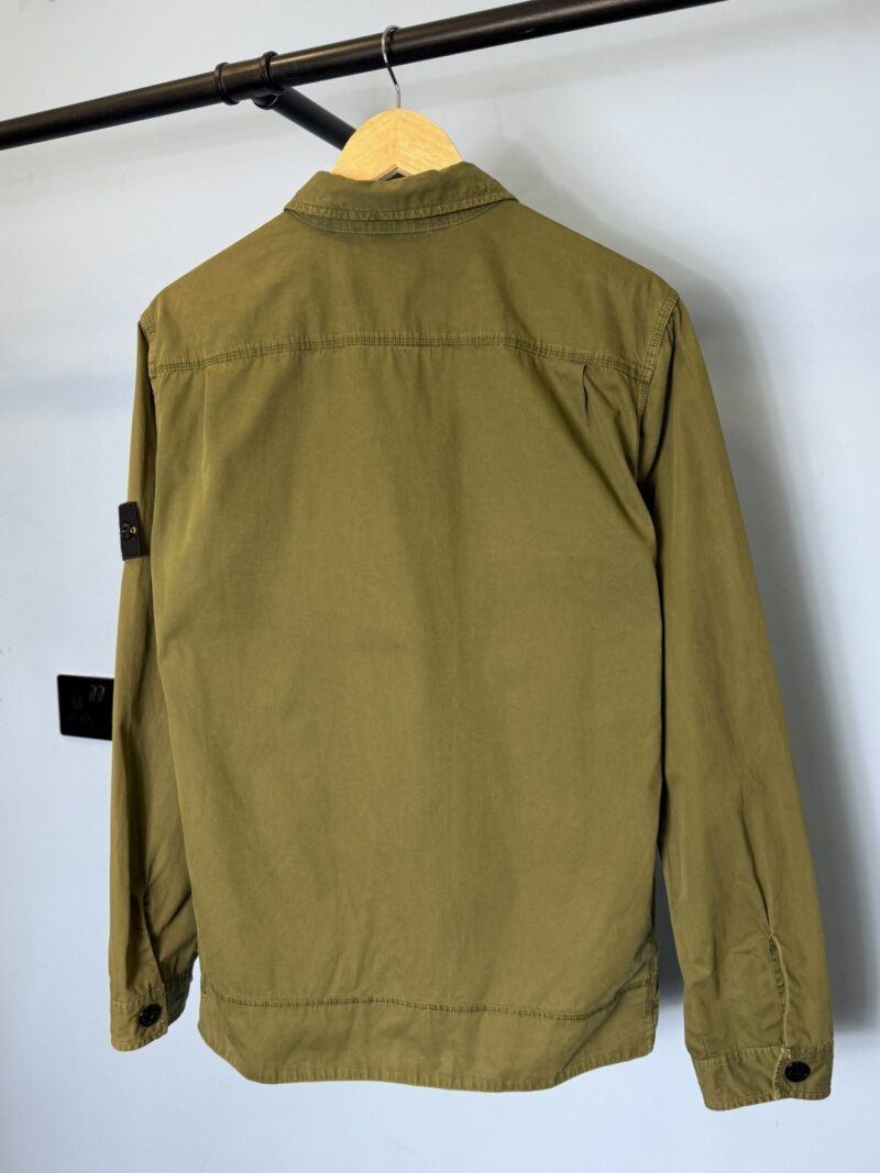 Medium Stone Island Military Green Tela Smerigliata Multipocket Overshirt - Image 3