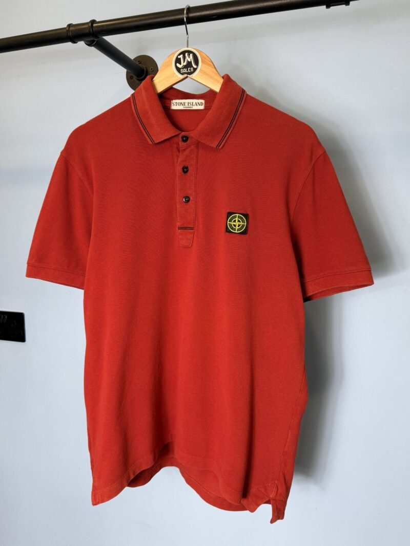 RARE XL 2009 Stone Island Red Polo with Green Yellow Badge