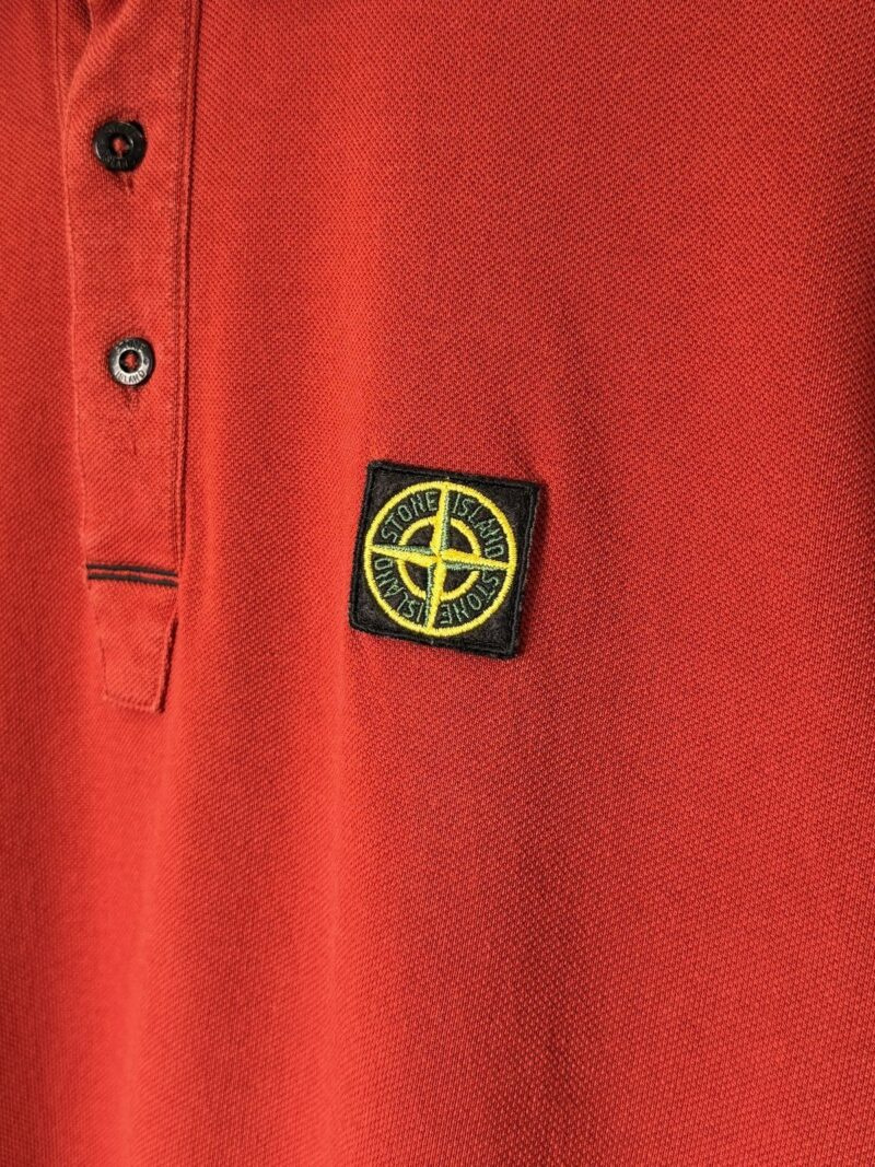 RARE XL 2009 Stone Island Red Polo with Green Yellow Badge - Image 3