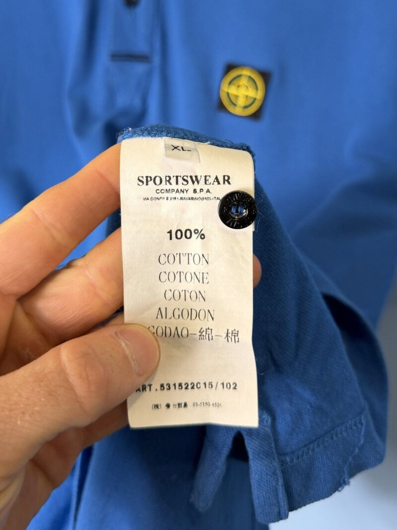 RARE XL 2010 Stone Island Blue Polo with Green Yellow Badge - Image 5