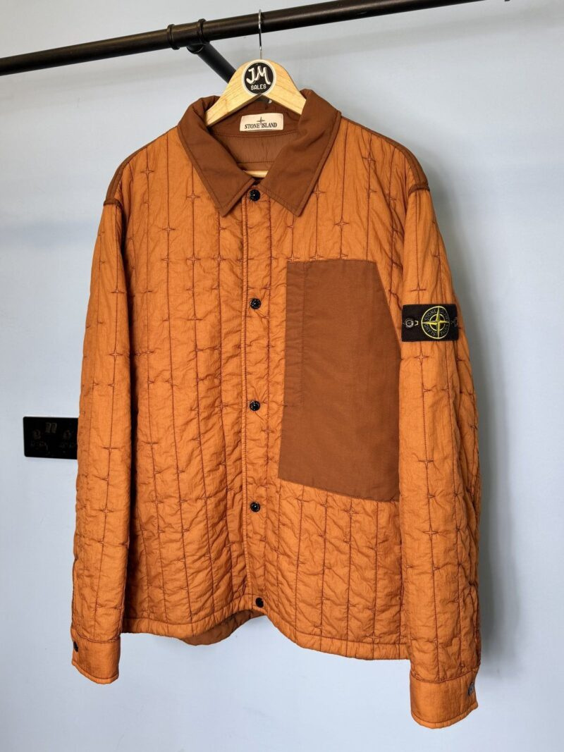 XXL Stone Island Orange Quilted Nylon Stella PrimaLoft Overshirt Jacket