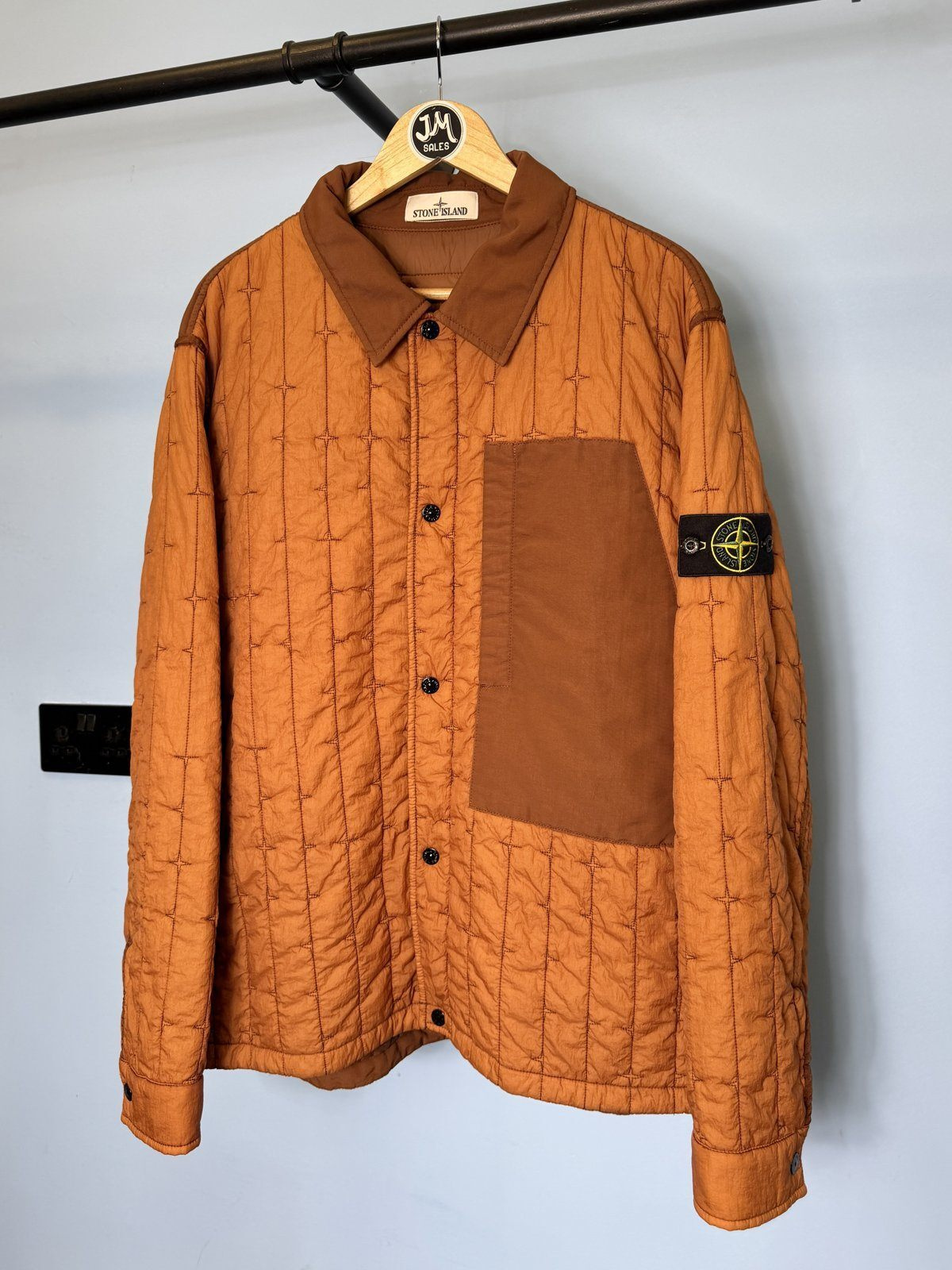 XXL Stone Island Orange Quilted Nylon Stella PrimaLoft Overshirt Jacket