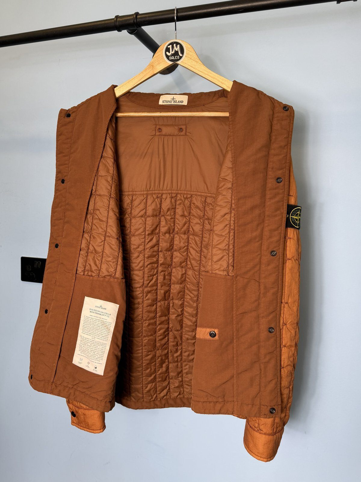 XXL Stone Island Orange Quilted Nylon Stella PrimaLoft Overshirt Jacket - Image 3