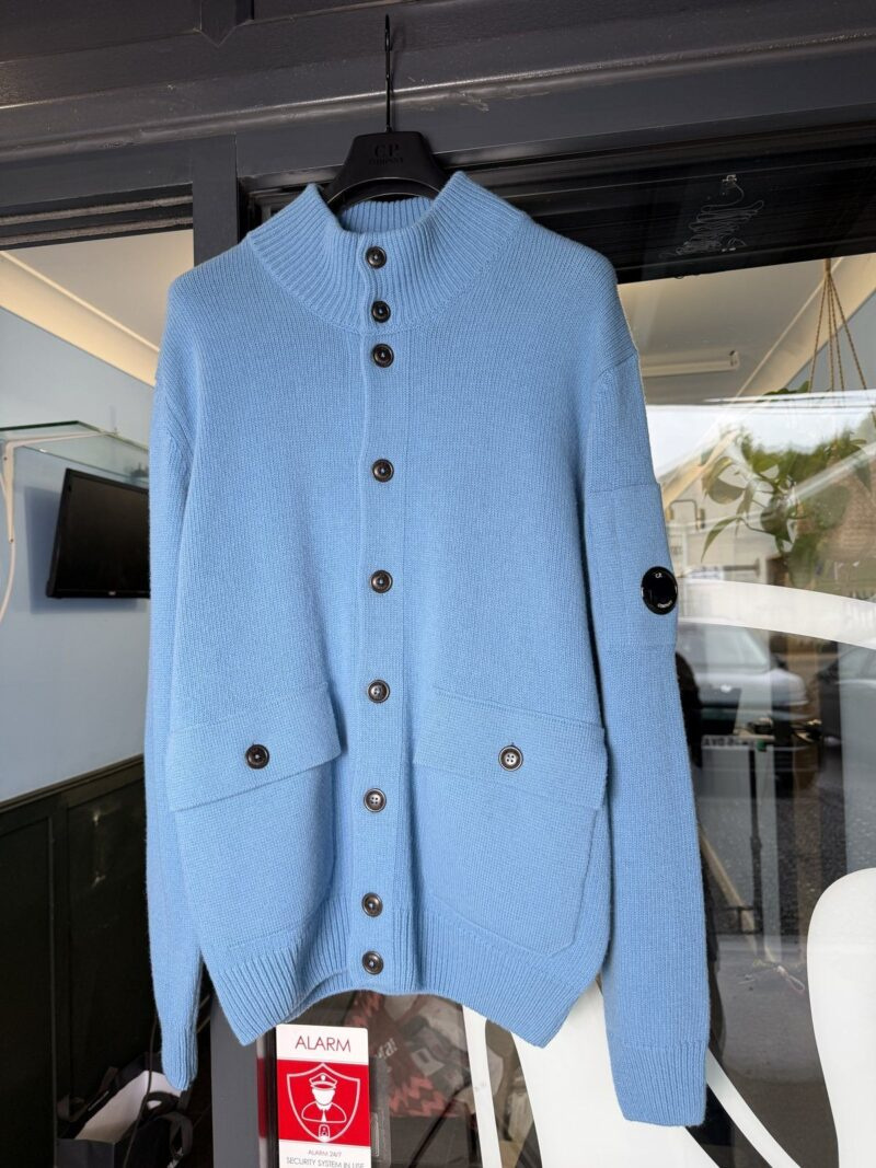 BNWOT XL C.P. Company Baby Blue Wool Lens Cardigan